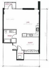 1 Bed 1 Bath  A3 1006 floor plan